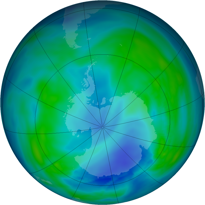 Antarctic ozone map for 02 May 2007